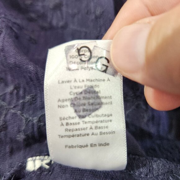 Talbots Navy Embroidered 100% Cotton 3/4 Sleeve Knit Top Women's Size L - Picture 14 of 14